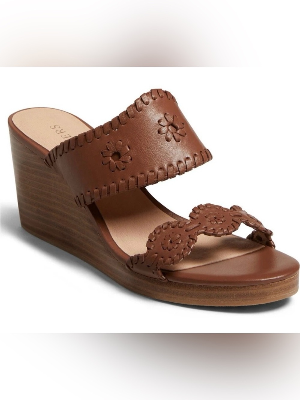 Jack Rogers‎ Caroline Leather Wedge Sandals Size 9.5M